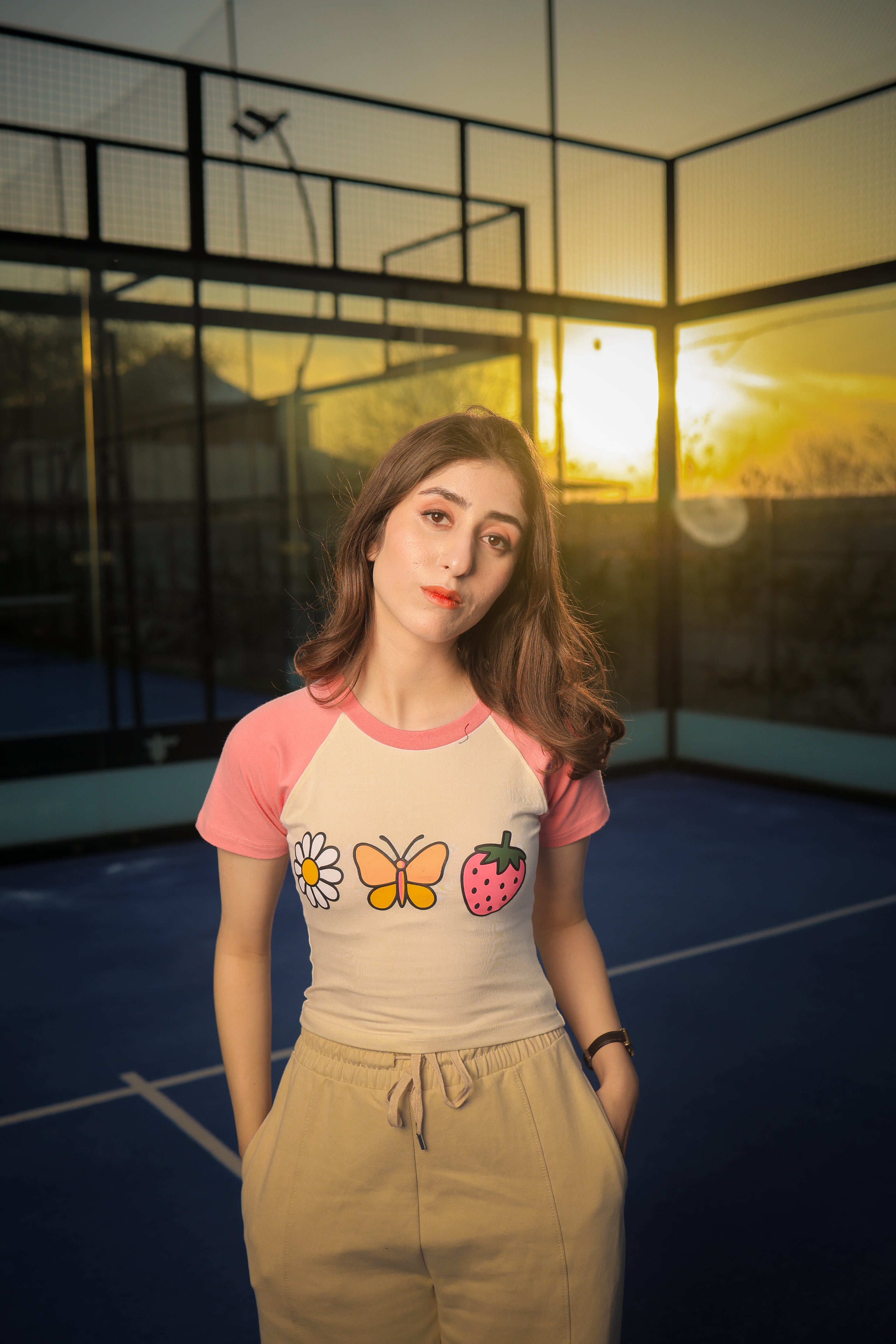 White and pink crop top ELUX Clothing women streetwear UK