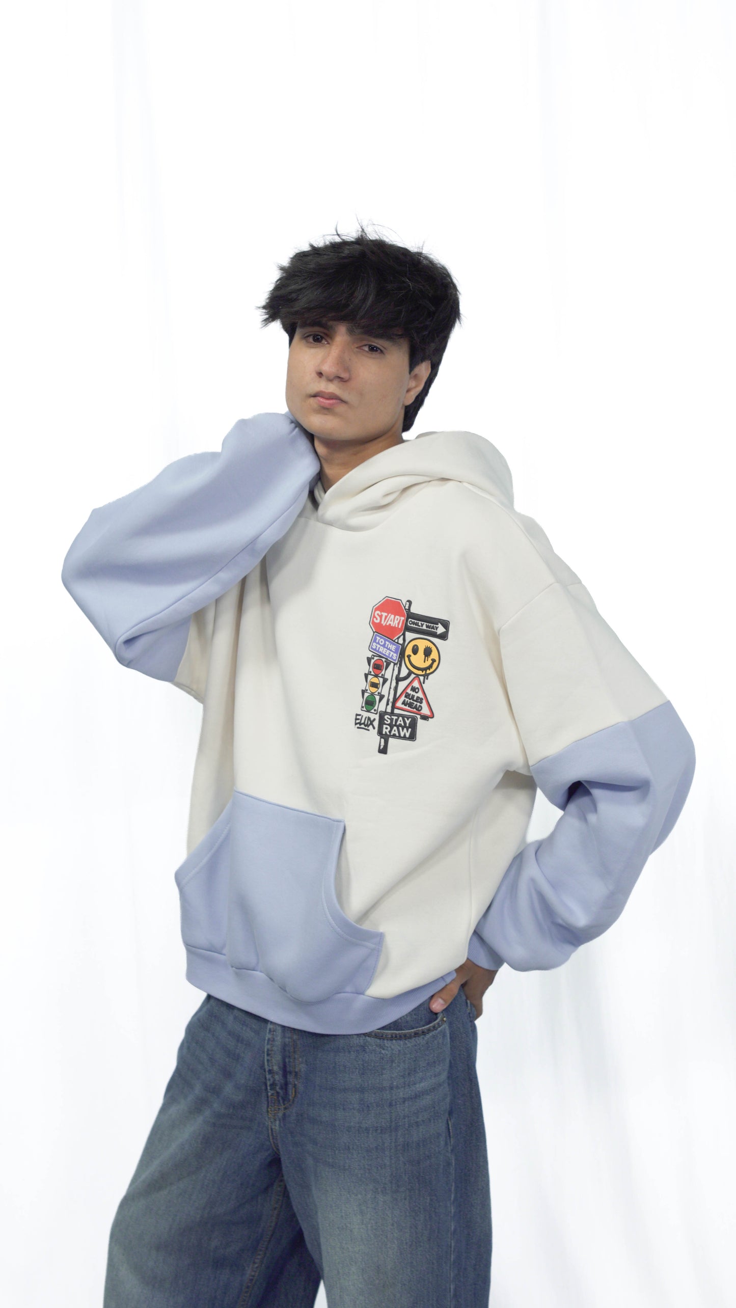 Dual Tone Graphic Hoodie