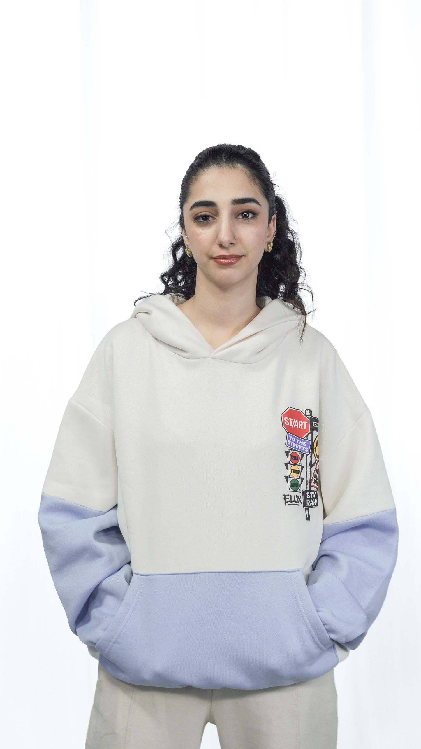 Dual Tone Graphic Hoodie