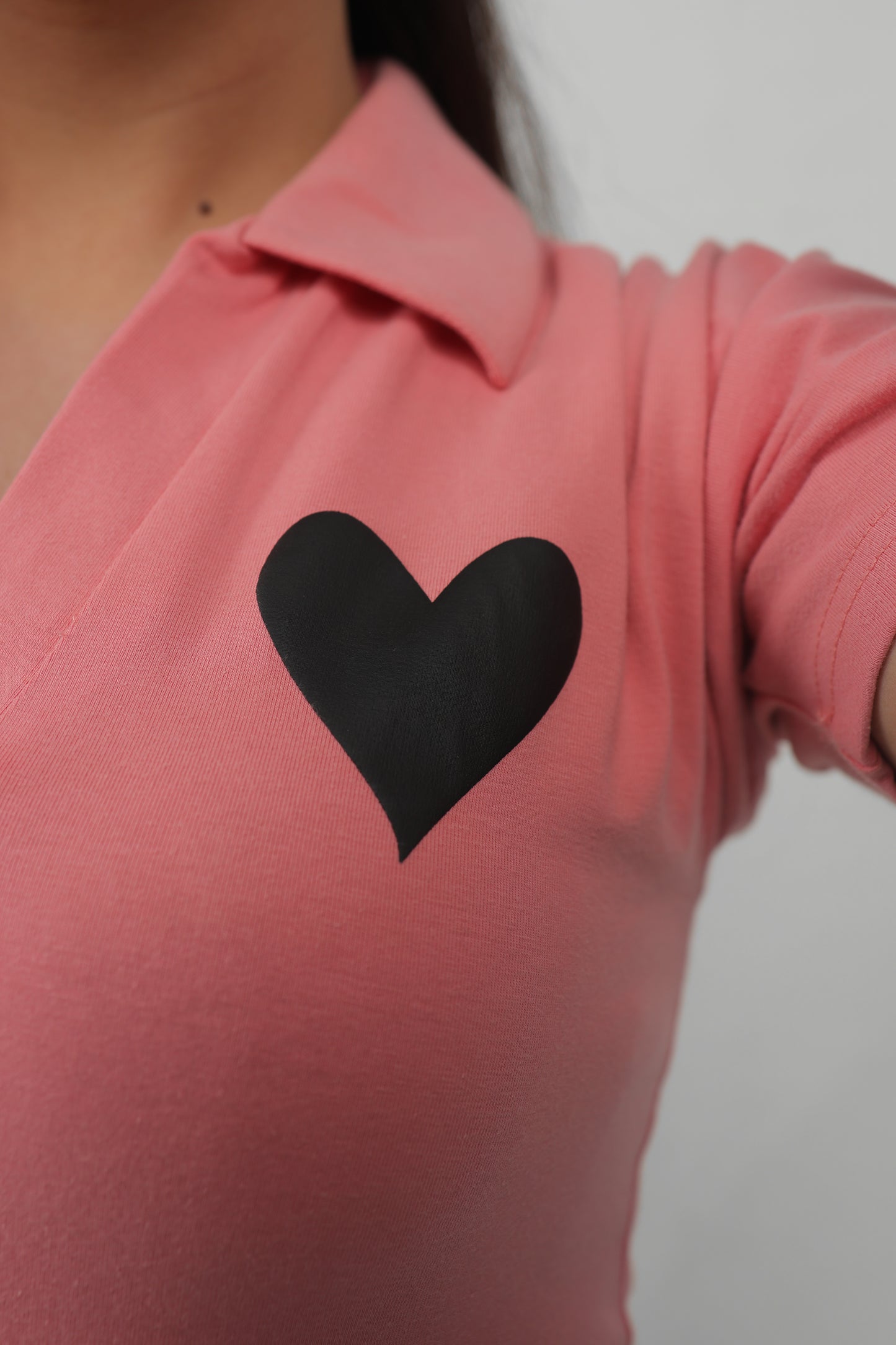 ELUX Minimal Heart Polo Crop Top print detail