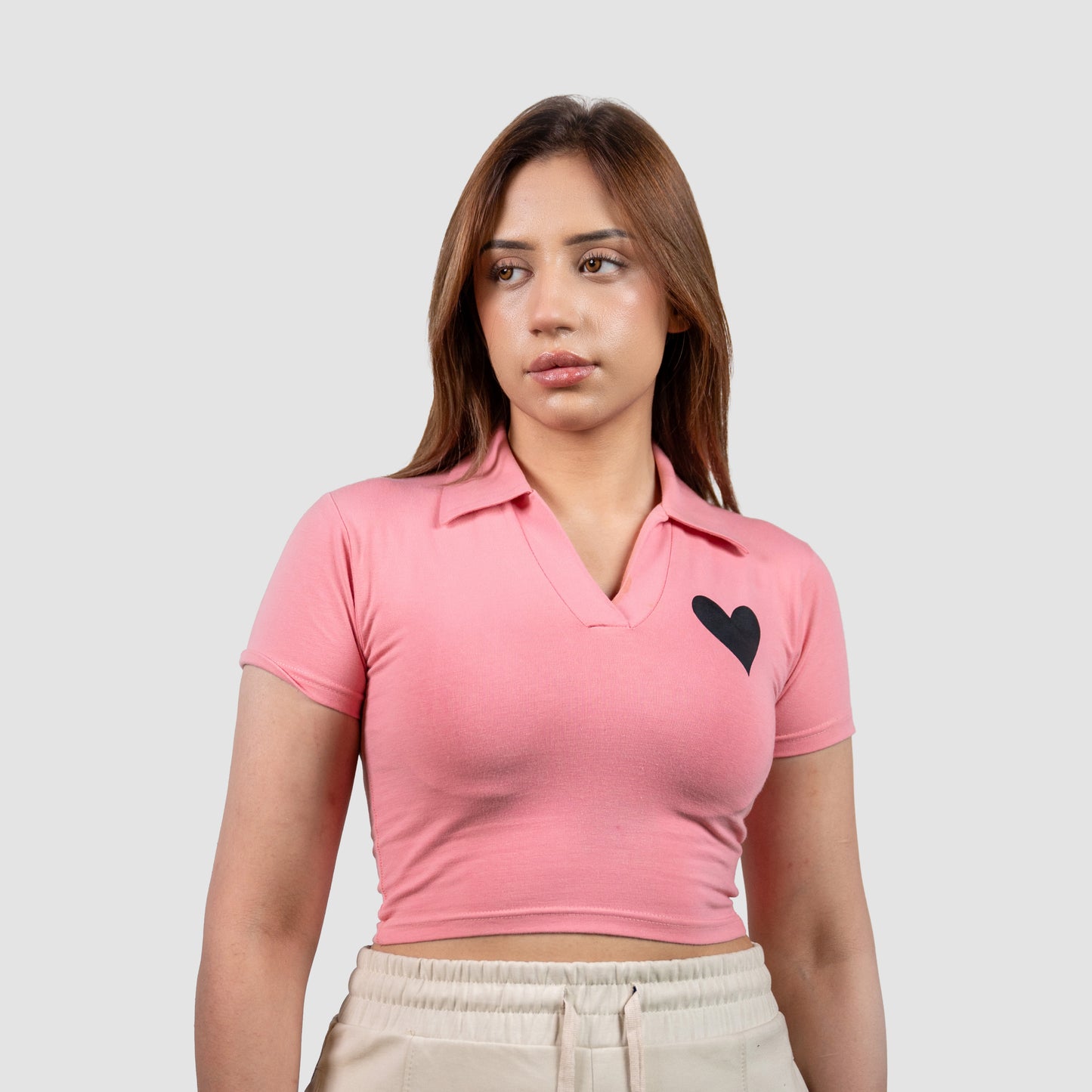 ELUX Minimal Heart Polo Crop Top streetwear outfit
